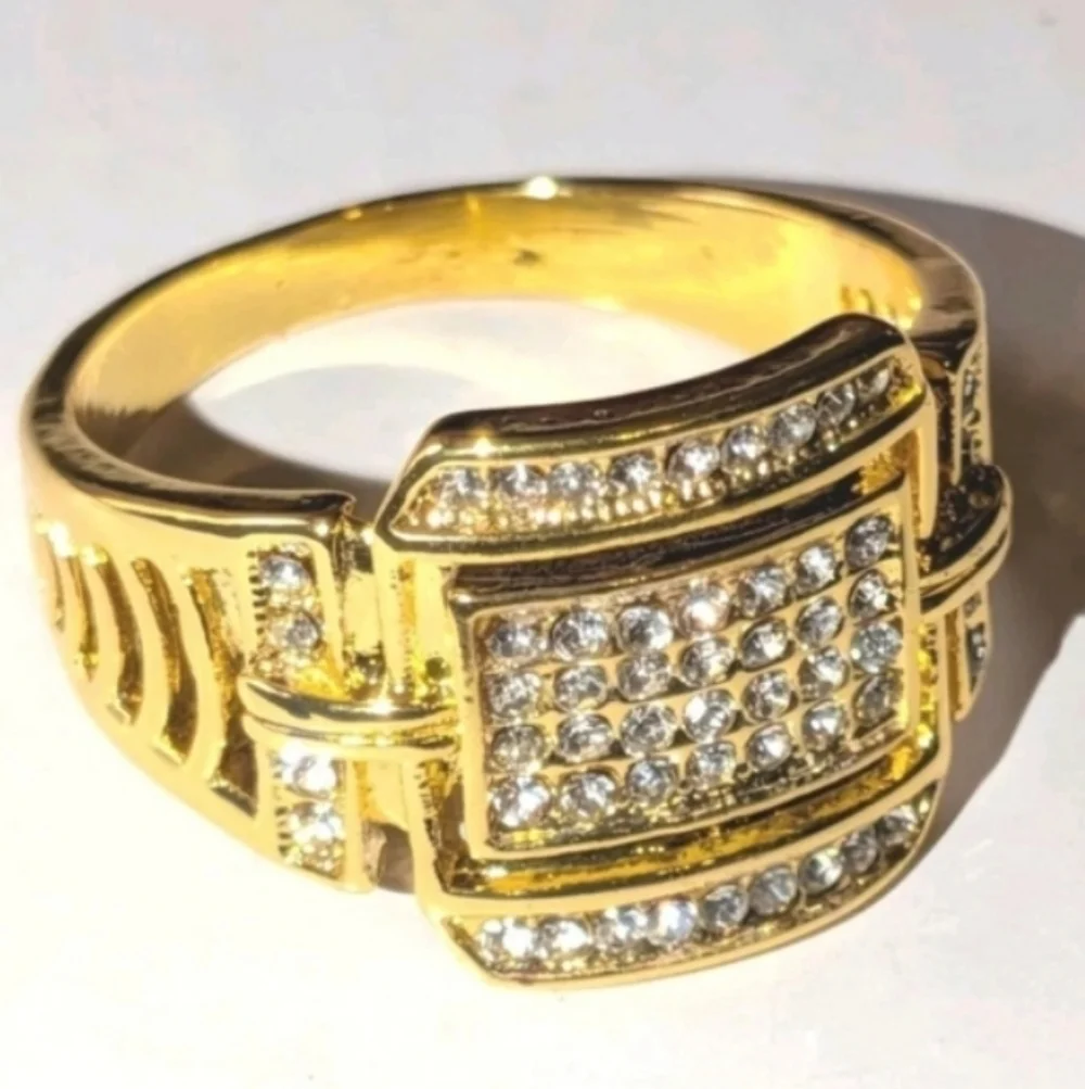 3ct round Cut Moissanite 14k Yellow Gold Plated Mens Royal Style Ring Sz 11